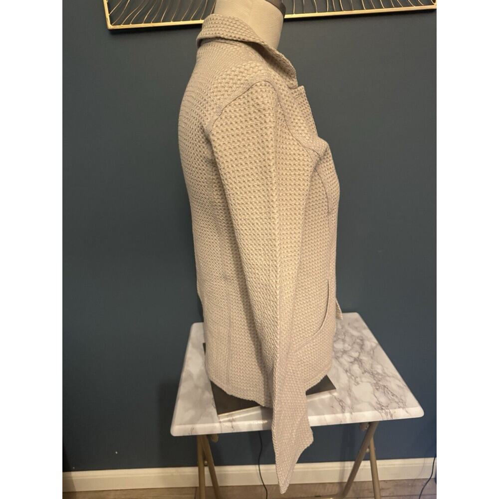Eileen Fisher XS Beige Cream Italian Cotton Waffle Organic Coastal Shirt USA - Picture 6 of 15